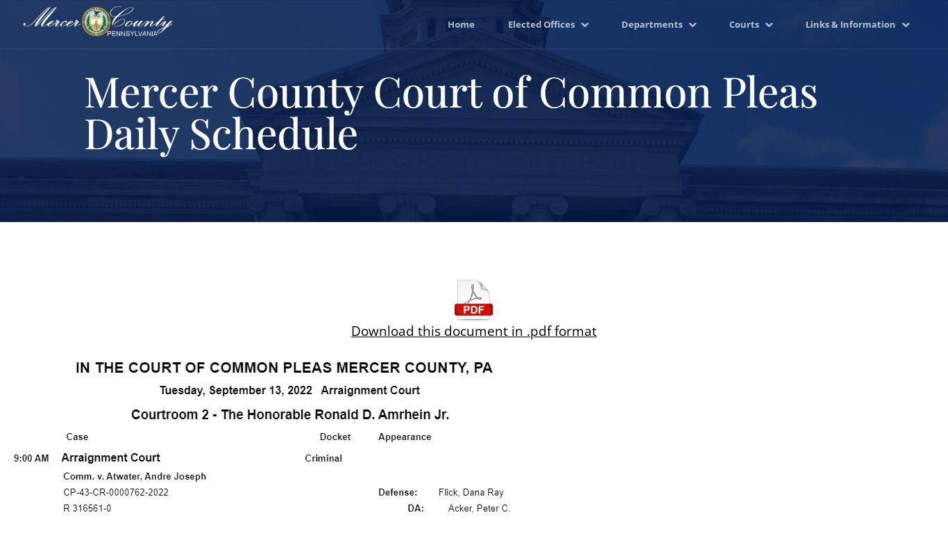 Mercer County Court Schedule